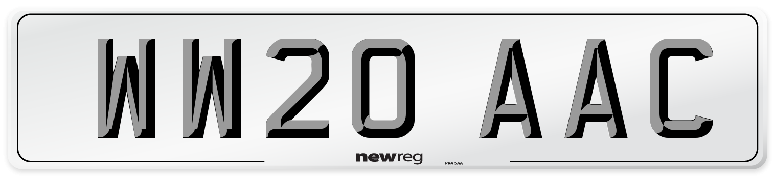 WW20 AAC Number Plate from New Reg